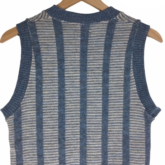 VINTAGE Wool Sweater Vest Montgomery Ward Stripe Sleeveless V Neck Size Medium - Picture 4 of 6